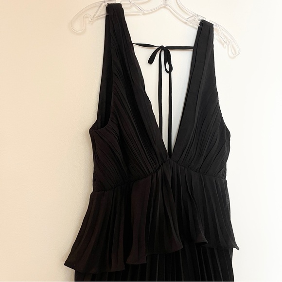 Mesmerizing Essence Black Pleated Backless Tiered Maxi Dress - Picture 5 of 5